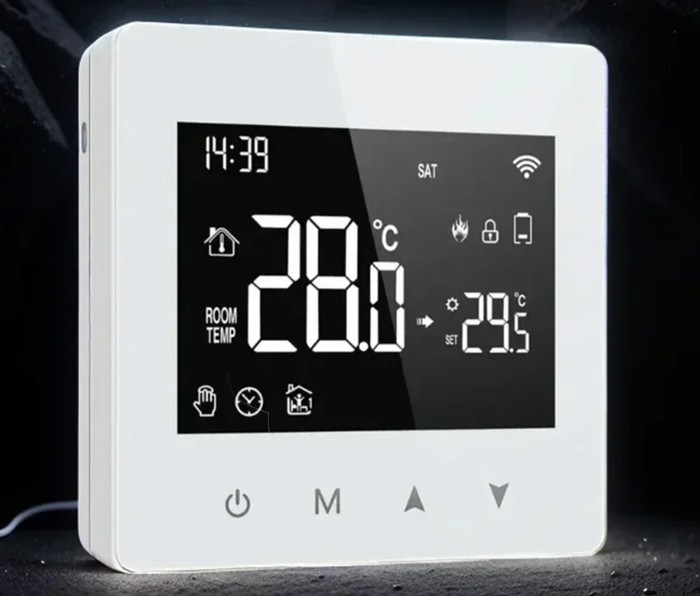 White digital thermostat.
