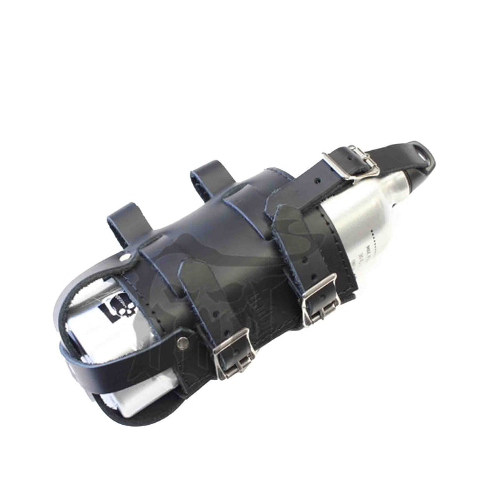 Add a piece of mind to your ride with the FB01 spare fuel gas bottle carrier. Hand crafted in USA with premium leather and top quality hardware. Durable and stylish, it's the perfect fit for your motorcycle.