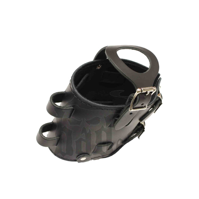Add a piece of mind to your ride with the FB02 spare fuel/oil bottle carrier!. Hand crafted in USA with premium leather and top quality hardware. Durable and stylish, it's the perfect fit for your motorcycle.