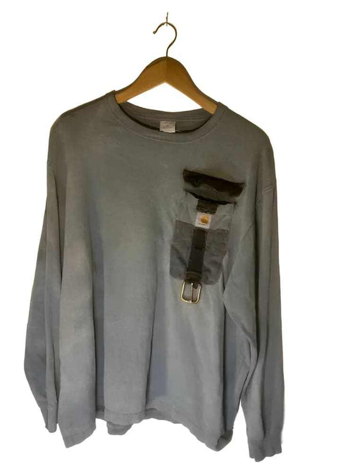 American Worker T-shirt on an Upcycled Carhartt by h.m. Peavy - Re - psychles Vintage Shop & Art Gallery