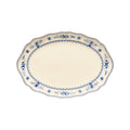 Vila Beige and Blue Floral Stoneware Oval Platter — overall form and detail