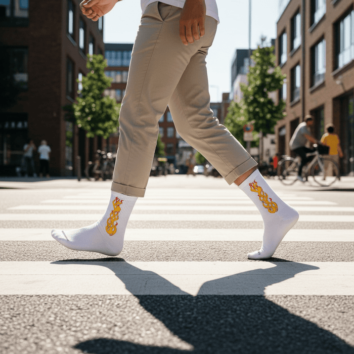 -WHITE/YELLOW FLAME- FIRE 2.0 SOCKS-