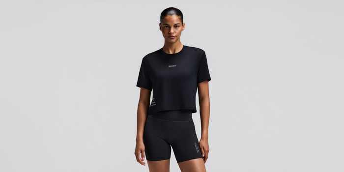 Women's Micromesh™ Cropped Run Tee - Black