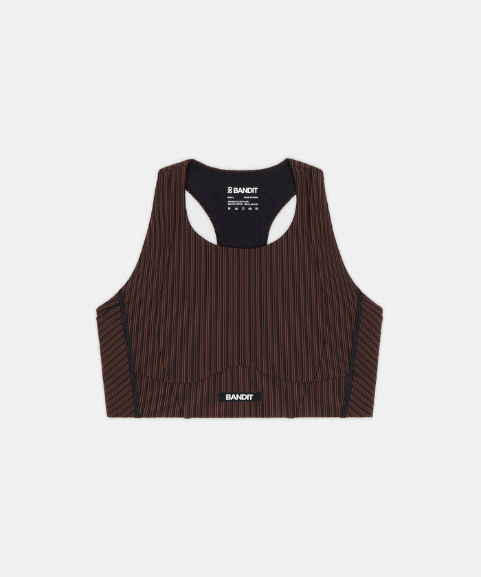 Women's Striped Cadence™ Longline Bra - Cacao / Black