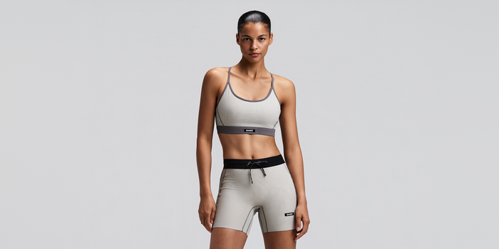 Women's Striped Cadence™ Strappy Run Bra - Plaster / Slate