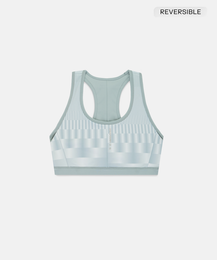 Women's Vanisher™ Reverso™ Scoop Neck Run Bra - Growing Grid - Lagoon / Mist
