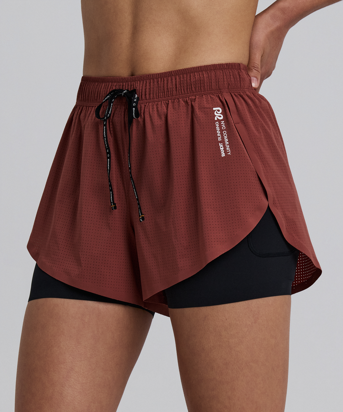 Women's Vento™ 2-in-1 Run Short - Mahogany / Black