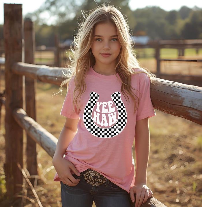 Yeehaw Checkered Horseshoe Graphic Tee