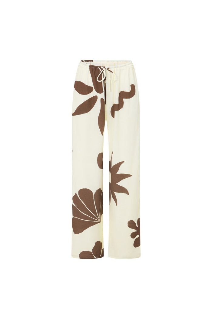Zana Tie Pants - Galene Print, Brown, Cream