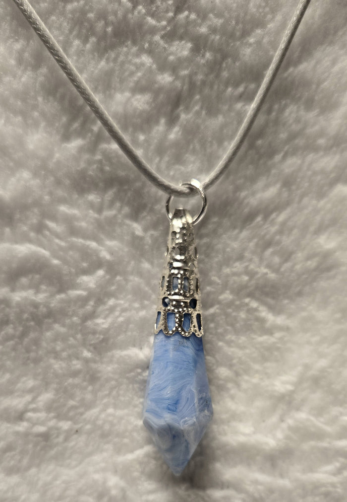 Zircon shaped Necklace in light blue